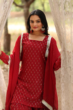 Designer Red Sequin Sharara Set for Women | Festive Partywear Ethnic Outfit with Dupatta | Trending Indian Wedding Dresses 2025