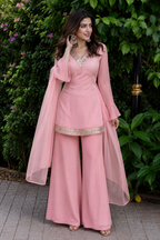 Georgette Kurta Set with Palazzo & Dupatta