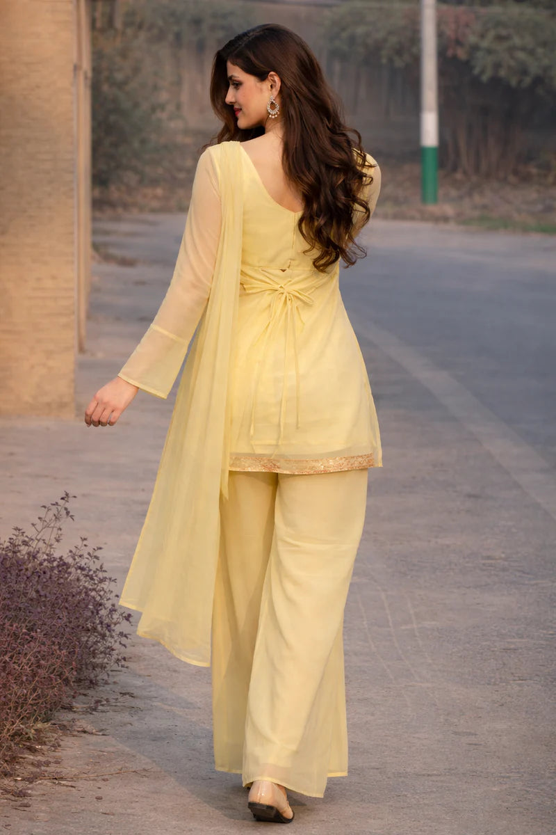 Georgette Kurta Set with Palazzo & Dupatta