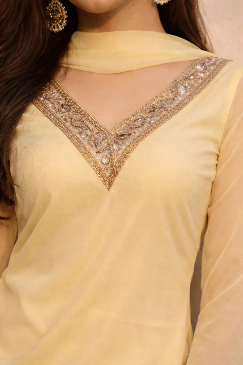 Georgette Kurta Set with Palazzo & Dupatta