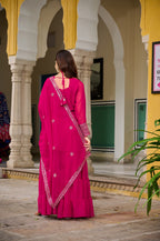Premium Jaal Pink Embroidered Sharara Suit | Designer Festive Ethnic Wear For Women