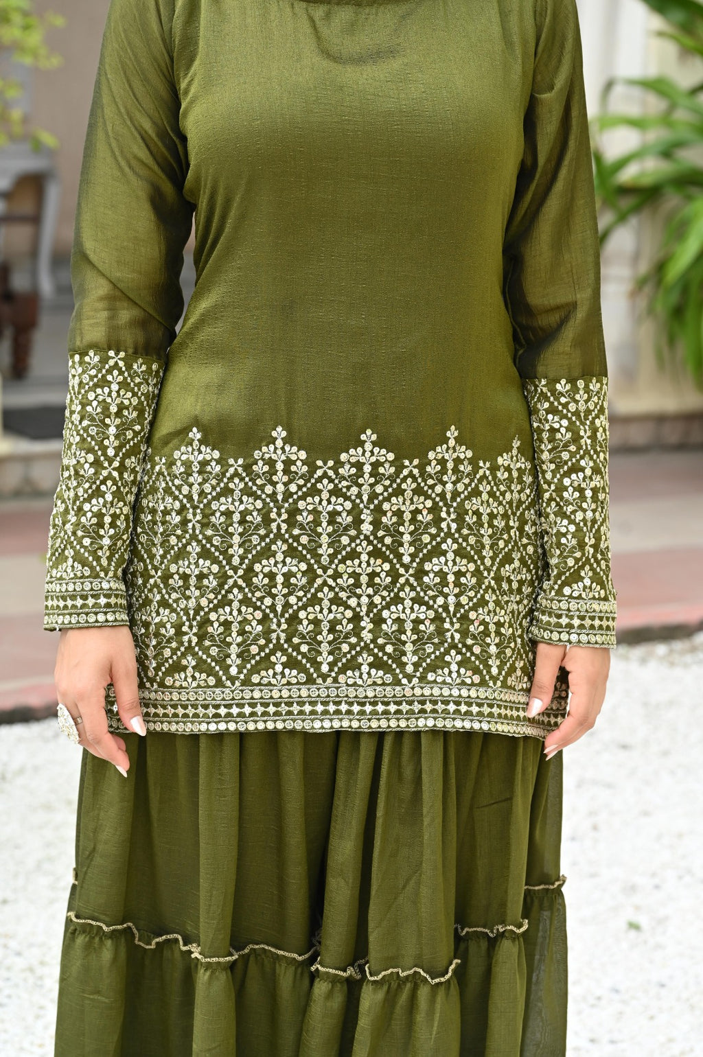 Mahendi Green Embroidered Sharara Suit Set For Women | Premium Festive Ethnic Wear | Designer Georgette Kurta With Dupatta