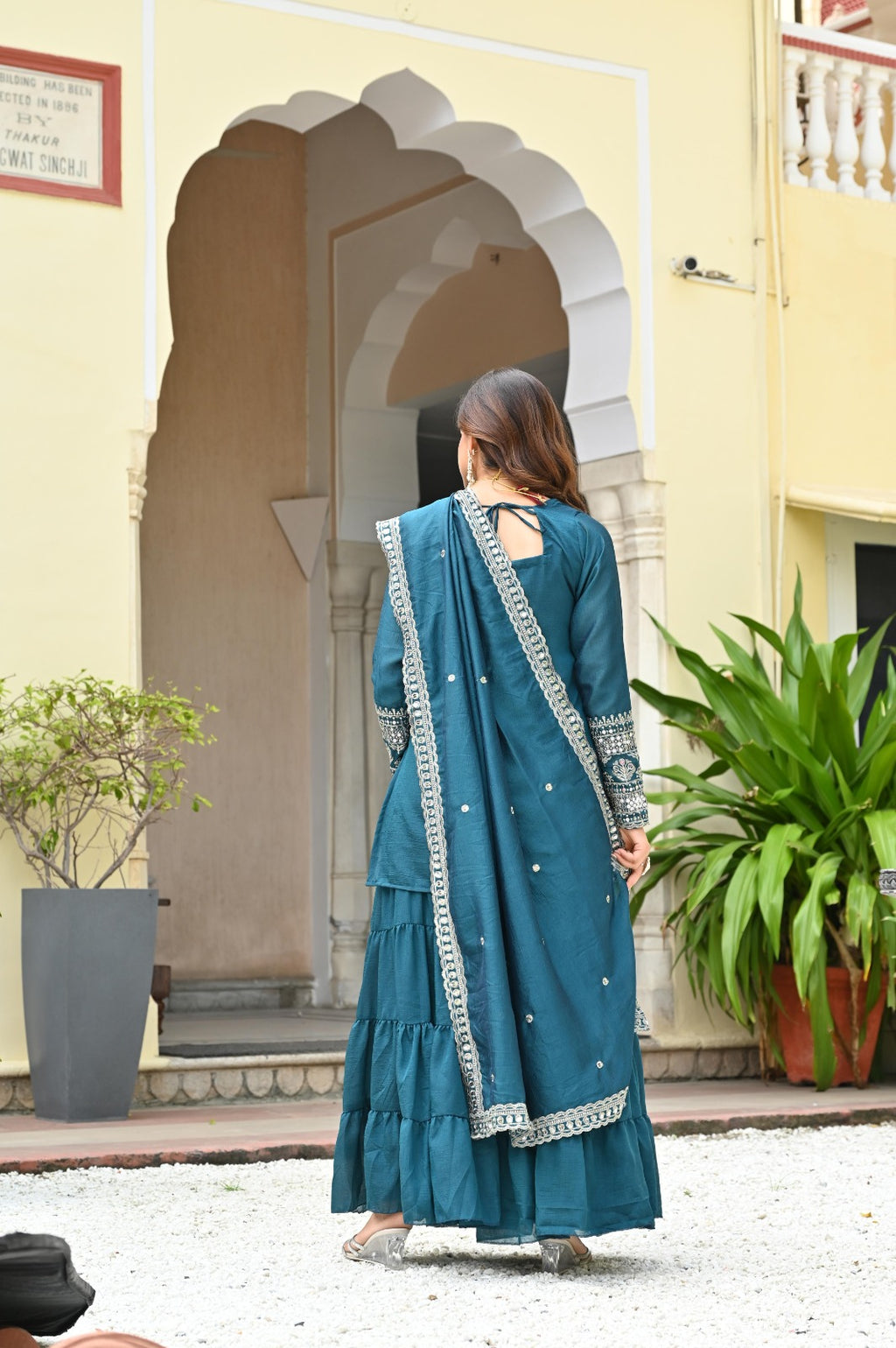 Teal Embroidered Sharara Suit For Women | Designer Festive & Wedding Wear Set | Premium Teal Sharara Collection