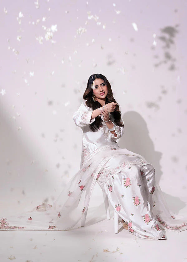 Farshi Salwar Suit with Floral Embroidery & Dupatta