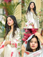 Farshi Salwar Suit with Floral Embroidery & Dupatta