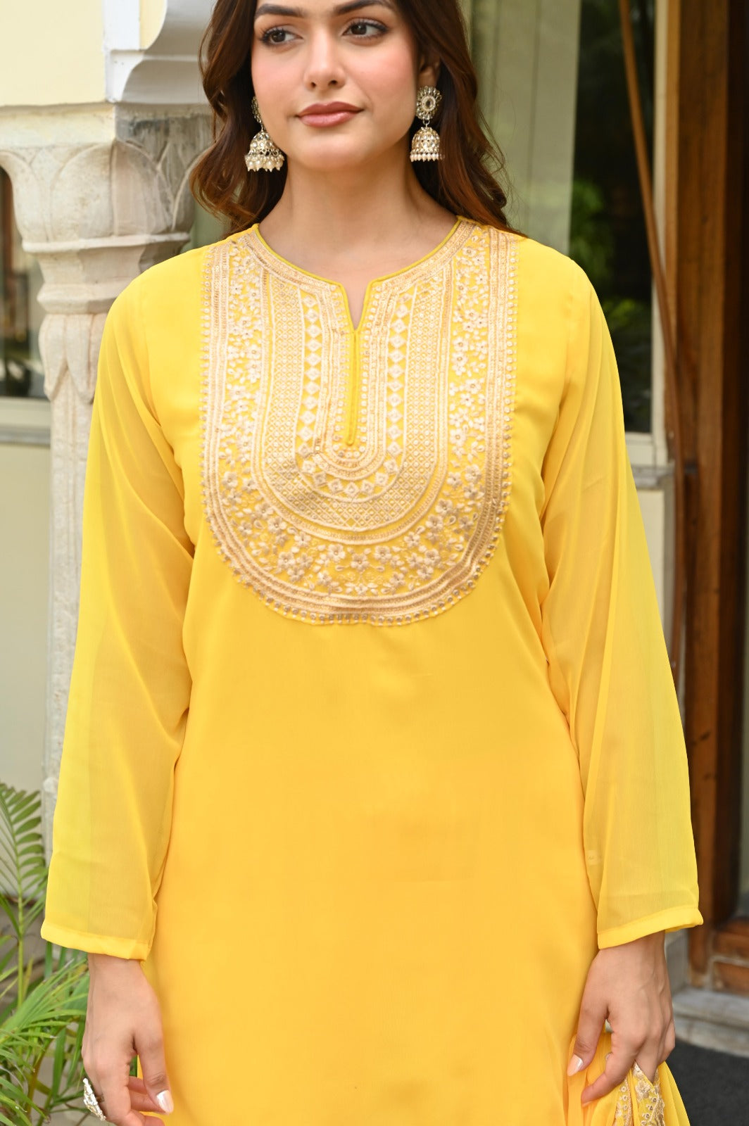 Yellow Embroidered Sharara Suit Set For Women | Premium Festive & Haldi Ceremony Ethnic Wear With Dupatta