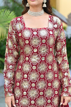 Maroon Embroidered Punjabi Patiala Suit For Women | Premium Wedding & Festive Partywear Dress With Dupatta