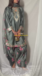 Farshi Salwar Suit with Floral Embroidery & Dupatta
